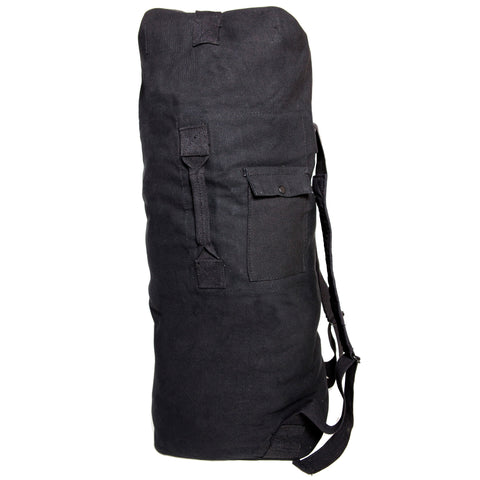 GI TYPE DOUBLE STRAP DUFFLE BAG - BLACK