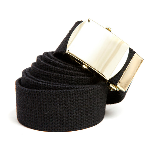 MILITARY COLOR WEB BELTS - BLACK\GLD