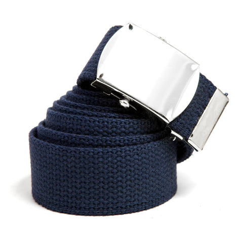 MILITARY COLOR WEB BELTS - NAVY BLUE\CHR