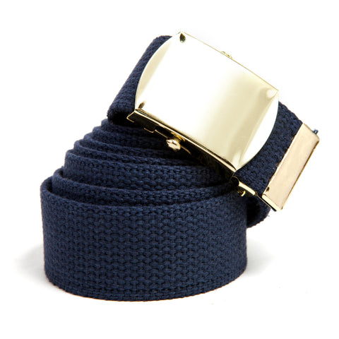 MILITARY COLOR WEB BELTS - NAVY BLUE\GLD