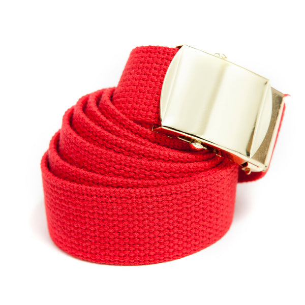 MILITARY COLOR WEB BELTS - RED\GLD