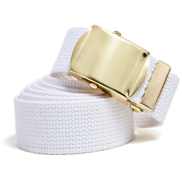 MILITARY COLOR WEB BELTS - WHITE/GLD