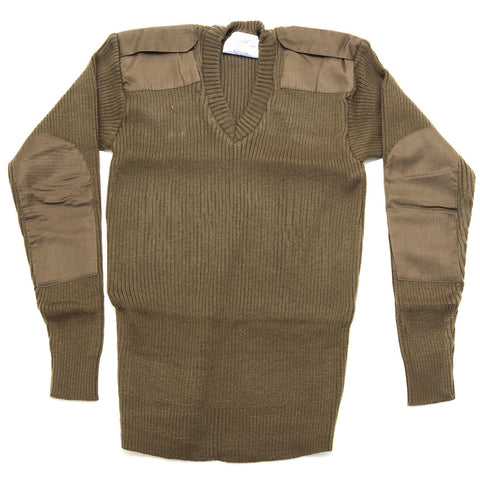 ACRYLIC V-NECK SWEATER - OLIVE DRAB